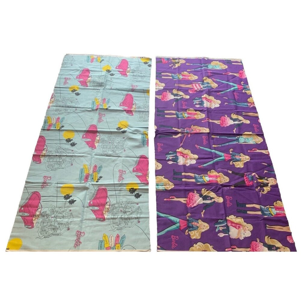 Vintage Barbie Licensed Fabric Lot 2 Pieces 44" x 18.5" Mattel & VIP by Cranston
